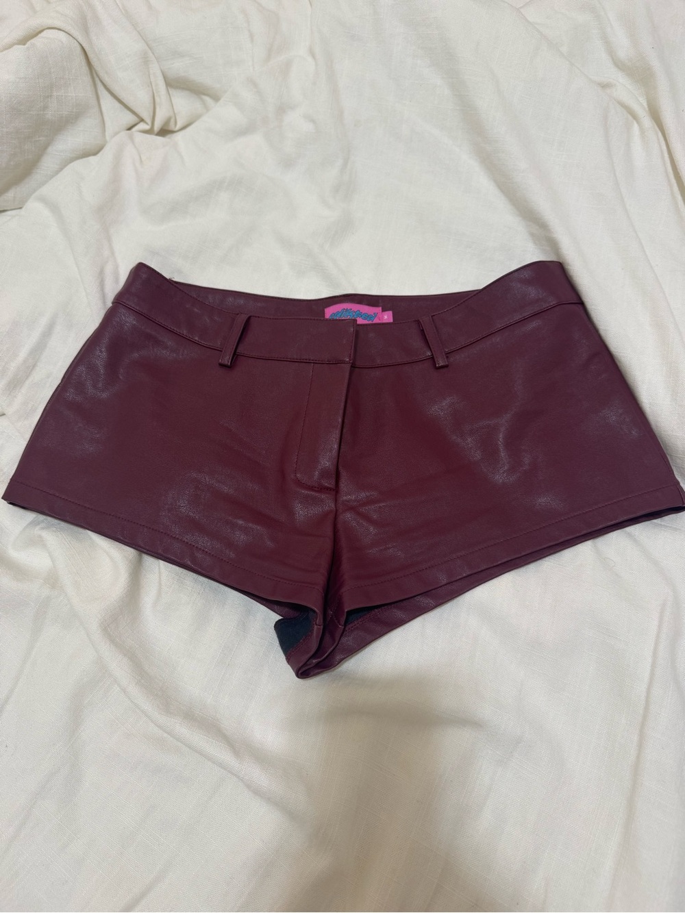 Edikted Leather Red Micro Shorts